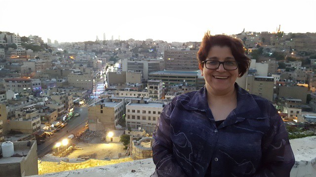 Dr. Aseel Sawalha in Amman above the Nymphaeum, photo by B.A. Porter (2016)
