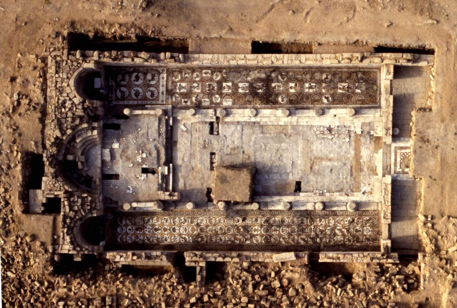 Aerial view of the Petra Church, excavated by ACOR in the early 1990s, where the famous Petra Papyri were discovered. Photo from ACOR archive.