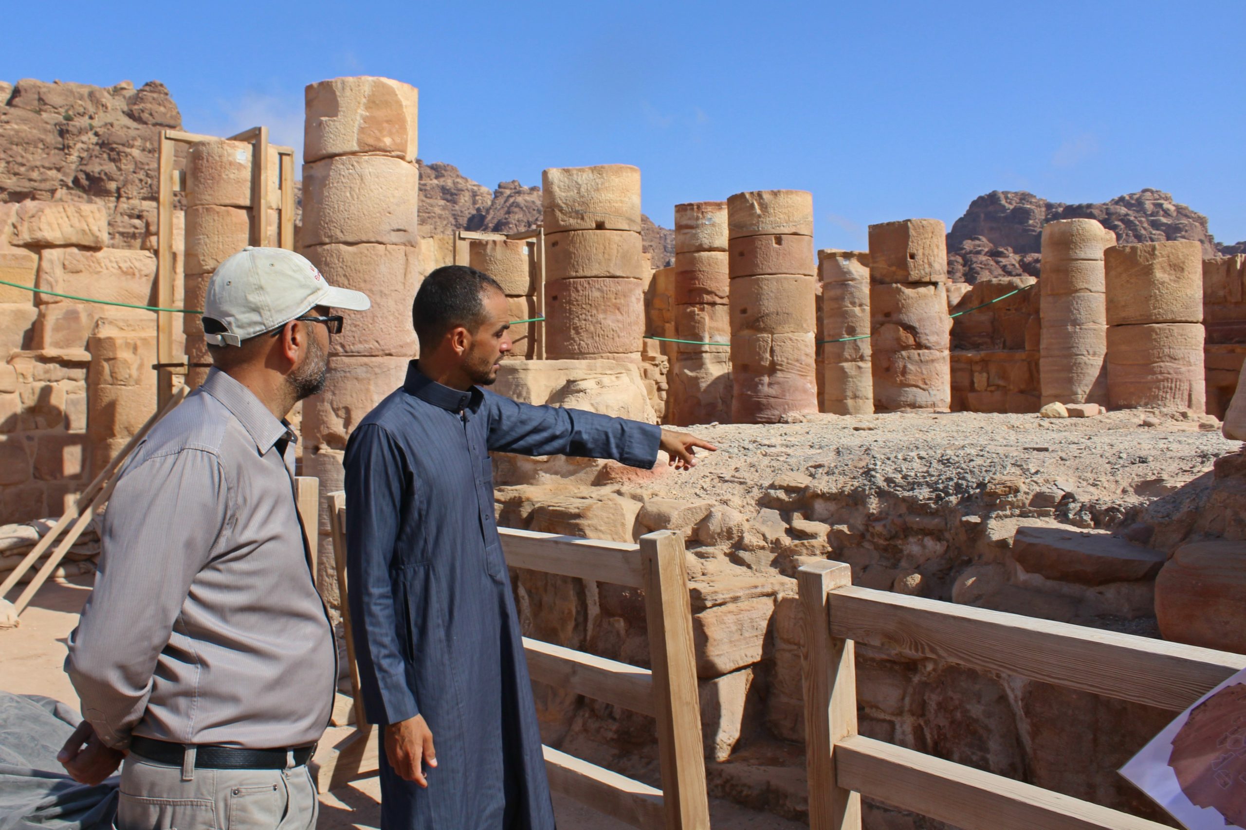 Jehad Haroun with Ahmad al Mowsa at the Temple of the Winged Lions site in Petra