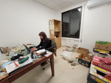 Katarína Mokranova in a workroom at The American Center of Research.