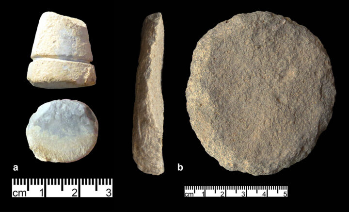 Conical stone item with circumferential incision. (Photo by G. O. Rollefson.)