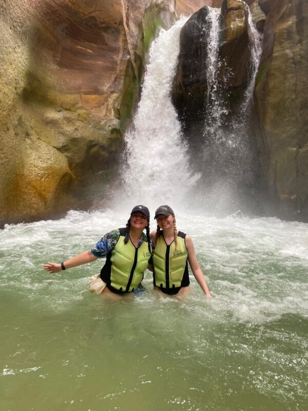 Nina Rozic (Jennifer C. Groot Memorial Fellow) and Kathleen Mcleod Kerr after completing the water hike at Wadi Mujib. Photo courtesy of Nina Rozic.