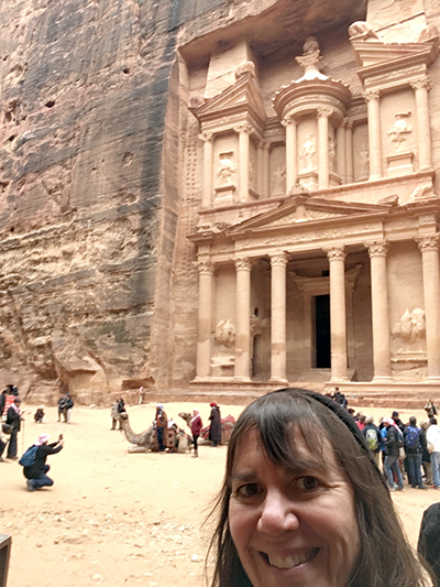 Elizabeth Ursic and other tourists at Petra