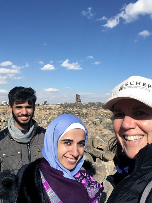 Jehad Suliman, Samar Erman, and Elizabeth Ursic at Umm al-Jimal
