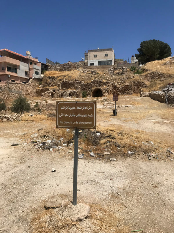 Sign at a heritage site under development in Madaba.